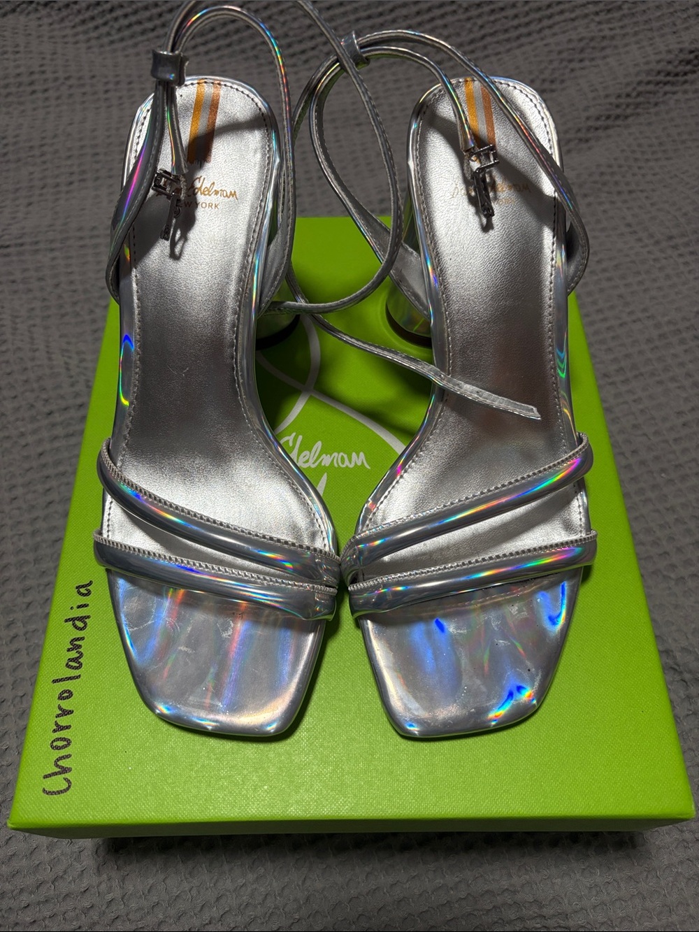 Sam Edelman Kia Iridescent Silver Strappy Sandals